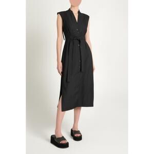 Calvin Klein‎ Dark Gray Mandarin Collar Button Front Midi Dress